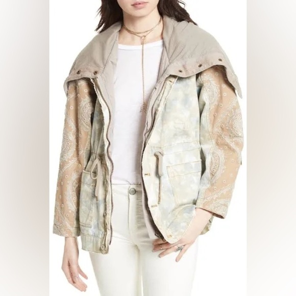 Free People Layered Tie-Dye Parka size Small - Picture 3 of 16